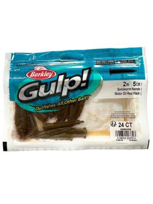 Berkley Gulp Saltwater Sandworm 5cm LRF Silikon Yem Motor Oil Red Fleck