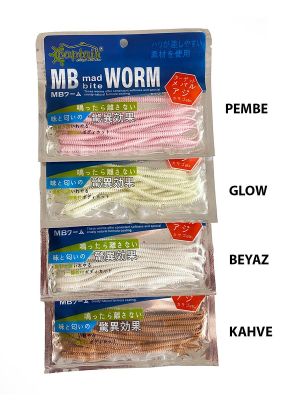 Captain Mad Bite Worm 10cm Kokulu LRF Silikonu 0.8gr 15 Adet