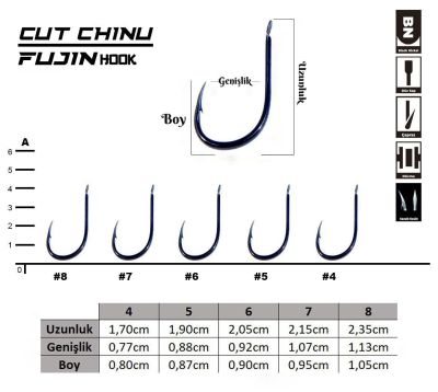 Fujin Cut Chinu Çapraz Deliksiz Olta Kancası