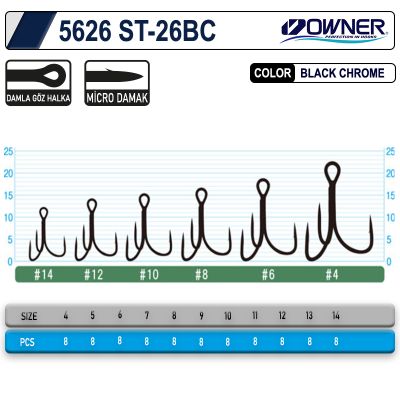 Owner 5626 St-26 Black Chrome Çarpma İğne No 10