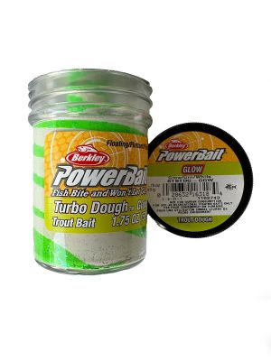 Power Bait Turbo Dough Trout Bait Glow-Grn-White