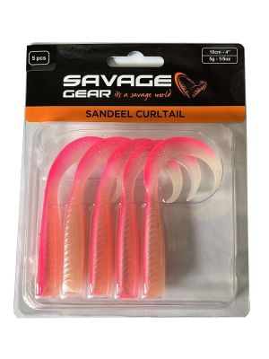 Savage Gear LB Sandeel Curltail 10cm Pink Glow Back 5 Adet